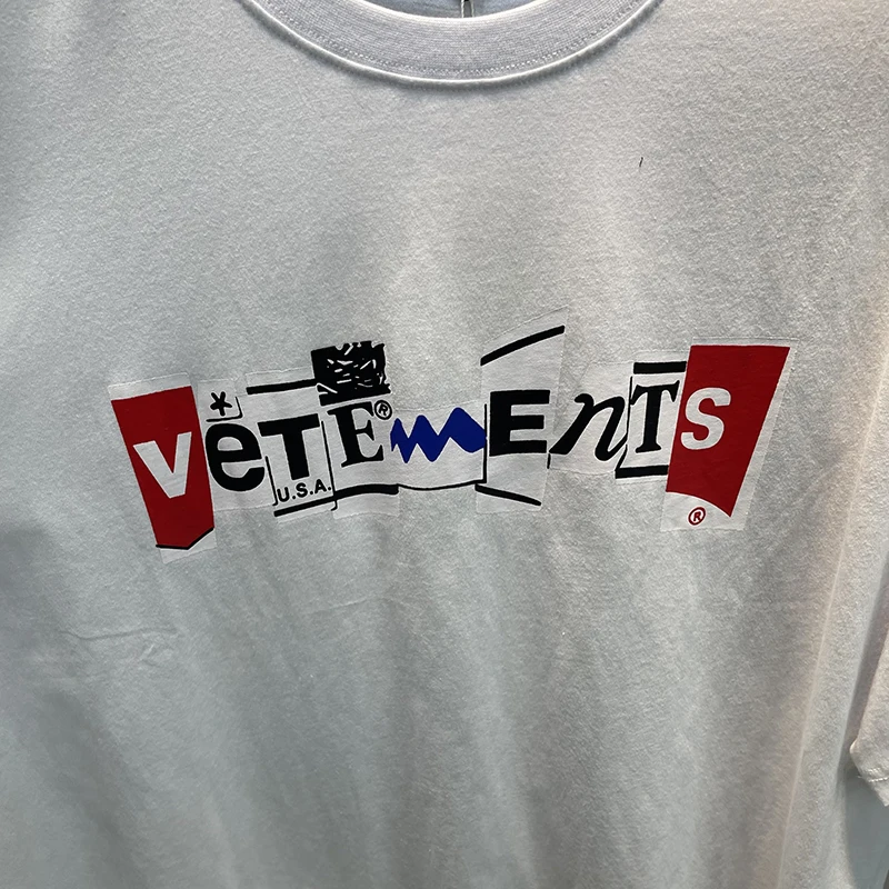 Выстиранная футболка Vetements Ограниченной серии Для мужчин и женщин, хлопковая футболка Simple Classic VTM с коротким рукавом