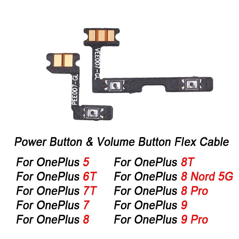 Гибкий кабель кнопки питания и регулировки громкости для OnePlus 5/6 T/7T/7 /7 Pro/8 /8T/8/ 5G/8 Pro/9/9 Pro