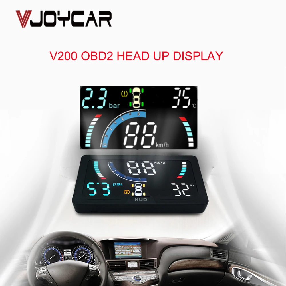 Датчик Vjoycar HUD OBD2, проектор скорости на лобовом стекле, Цифровой спидометр, напоминание о переключении передач, Электронные аксессуары