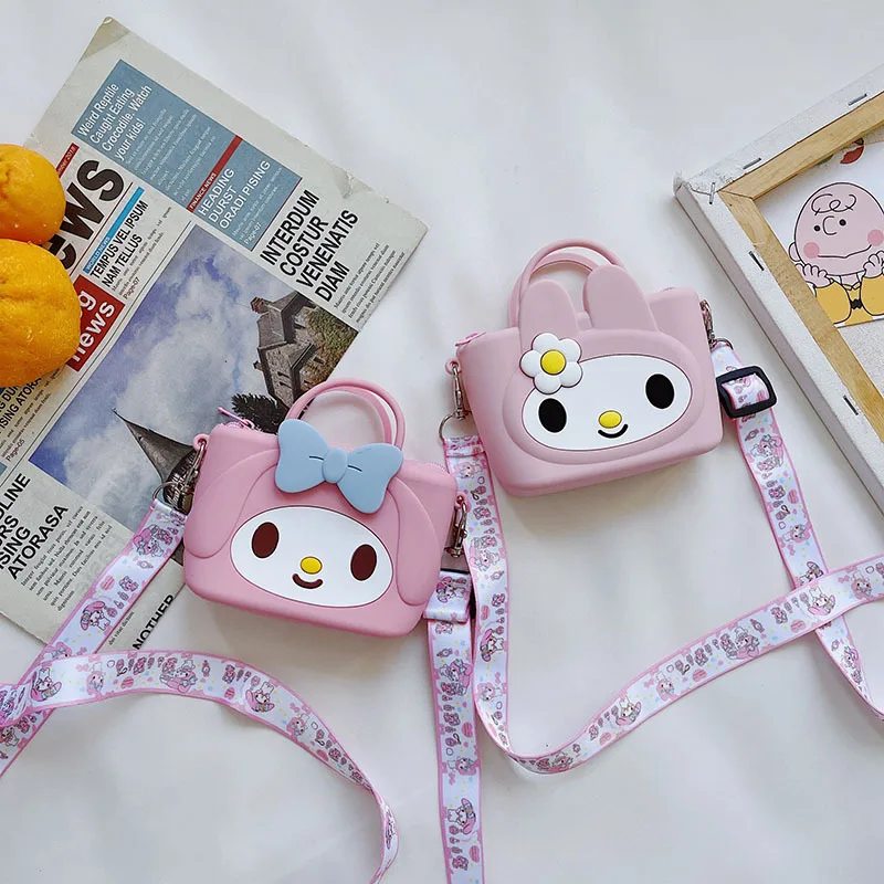Детская сумка-мессенджер Sanrio My Melody, силиконовый кошелек для монет, сумка-мессенджер для мальчиков и девочек