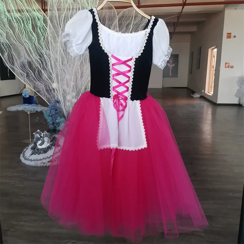 Дешевая Профессиональная одежда для детей и девочек Нестандартного размера, нестандартного цвета, Длинное Балетное Романтическое платье-пачка