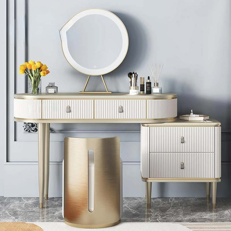 Дизайнерский столик для макияжа, Роскошное сочетание туалетного столика с зеркалом, табуретка для макияжа, мебель для дома, спальни, комод, настольный набор