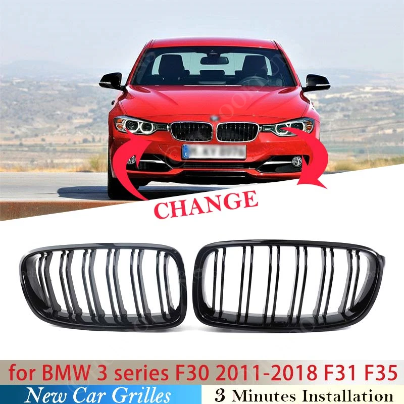 Для BMW 3 Серии F30 2011-2018 F31 F35 Решетки Передних Почек Двойная Решетка Радиатора Черная Многоцветная Высококачественная ABS Автомобильные Аксессуары