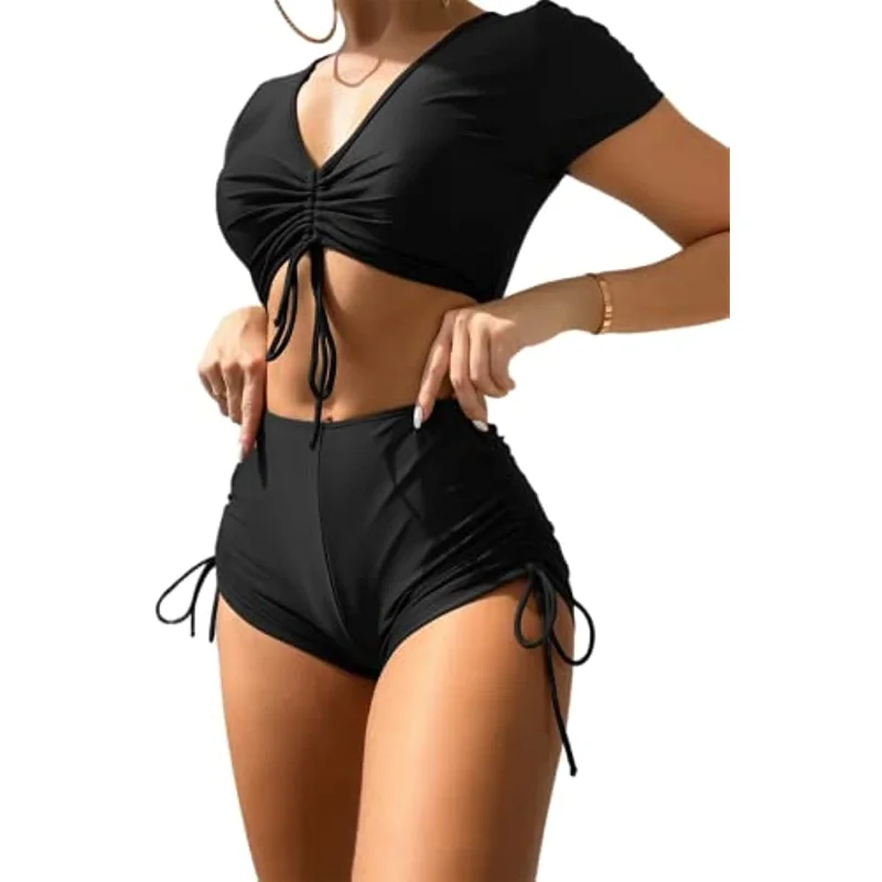 Женские купальные костюмы из 2 предметов с завязками и узлом, сплошной купальник, купальники