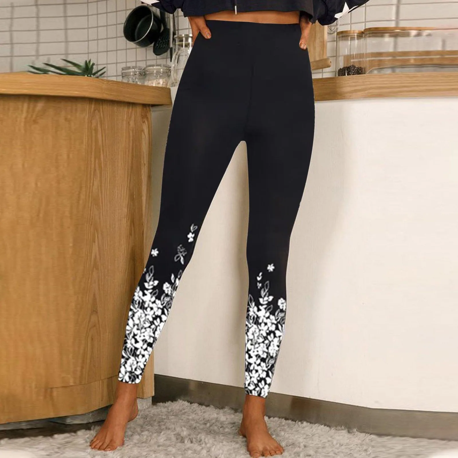 Женские спортивные леггинсы с высокой талией, длинные брюки с принтом, колготки, штаны для йоги, тренировочные брюки