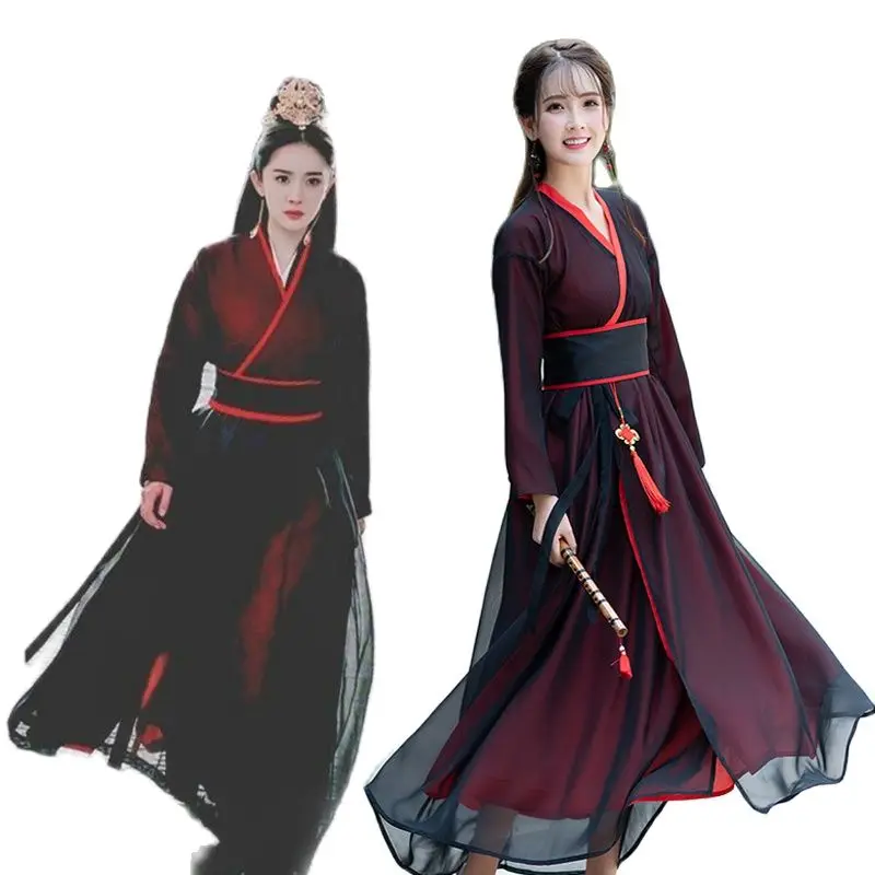 Женское Длинное платье Hanfu для выступлений на телевидении, платье императрицы-мечницы, женский древний костюм, драматическая фея, косплей, сценическая одежда