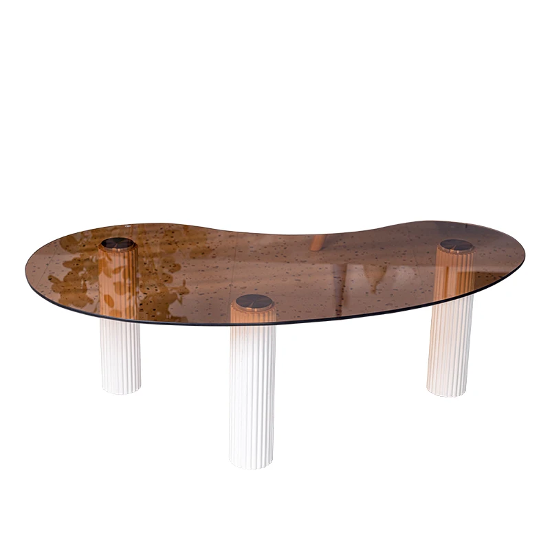 Журнальный столик с римской колонной в скандинавском стиле, чайный столик из закаленного стекла, легкая каплевидная мебель класса люкс, простой дизайн