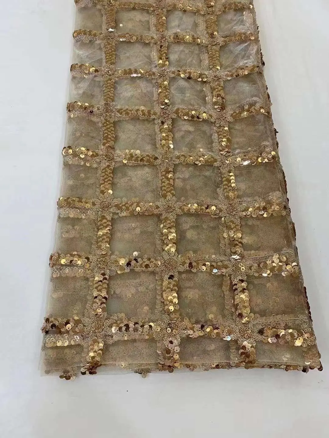 Золотая Африканская кружевная ткань 2023, Высококачественное Французское 3D Кружево с блестками, Нигерийское кружево, Тюлевые ткани для свадебного платья, сшитые YYZ79