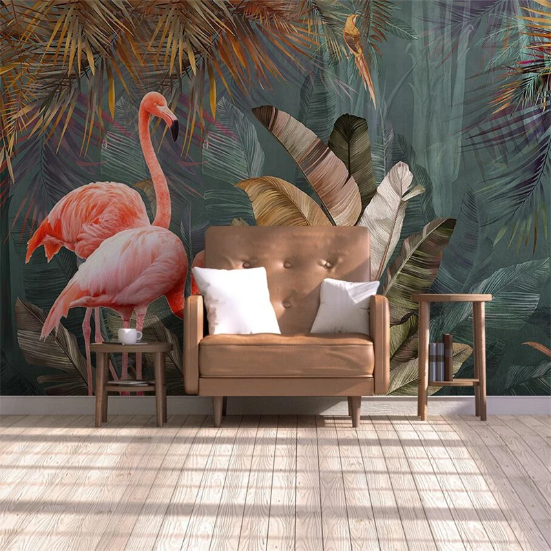 Индивидуальные обои 3D скандинавская фреска Тропическое растение лес Фламинго фон стены гостиной Украшение детской комнаты обои