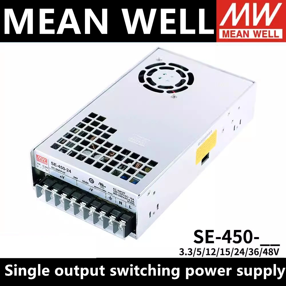 Источник питания MEAN WELL серии SE-450 с одним выходом 450 Вт SE-450-5 SE-450-12 SE-450-15 SE-450-24 SE-450-36 SE-450-48 110/ 220 В переменного тока