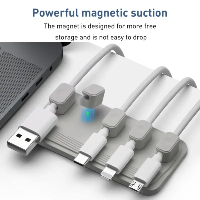 Кабельный Органайзер USB-устройство для намотки кабеля, Силиконовые Зажимы для управления Опрятностью на рабочем столе, Держатель кабеля для мыши, Органайзер для проводов наушников