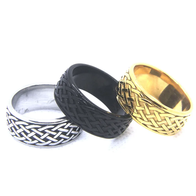 Кольцо в стиле викингов из нержавеющей стали с узлами, кольцо в стиле Панк-ретро, унисекс, Размер ювелирных изделий 7-13
