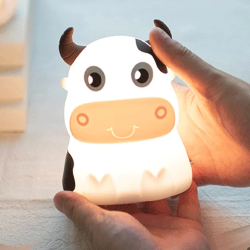 Корова Креативный силиконовый красочный ночник Подарки для спальни изголовье кровати Sleep Pat Light Атмосферный светодиодный ночник