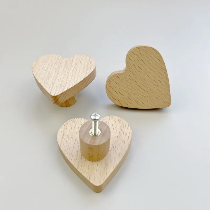 Красивые деревянные ручки в форме сердца для шкафов-купе, дверных тяг Детских шкафов, декоративной фурнитуры