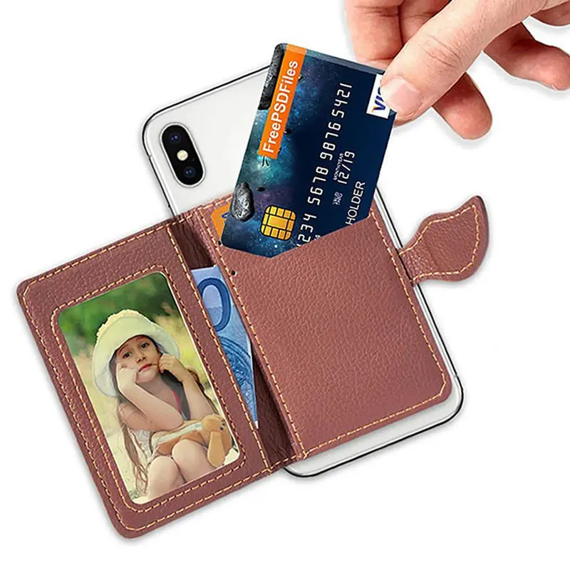 Креативный чехол-бумажник для мобильного телефона из искусственной кожи Для женщин и мужчин, деловой держатель кредитной идентификационной карты, Наклейка на задний карман мобильного телефона, клей 3M