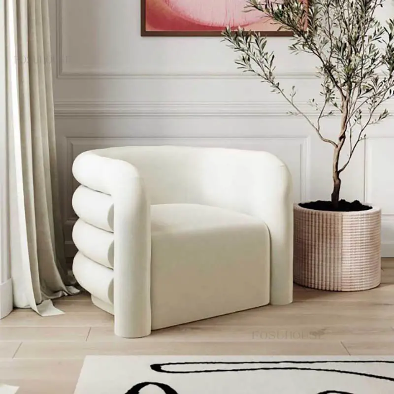Легкие Роскошные диваны для гостиной в кафе в общежитии, Простые современные дизайнерские кресла со спинками, Одноместный диван в итальянском кремовом стиле для проживания в семье