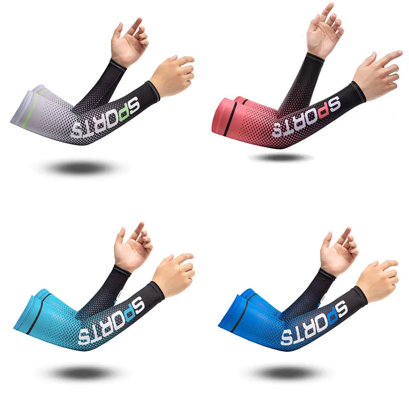 Летние рукава из ледяного шелка, Солнцезащитные манжеты, рукава для защиты от ультрафиолета, Противоскользящие Мужские Женские Длинные Перчатки, Прохладный спорт на открытом воздухе, Велоспорт