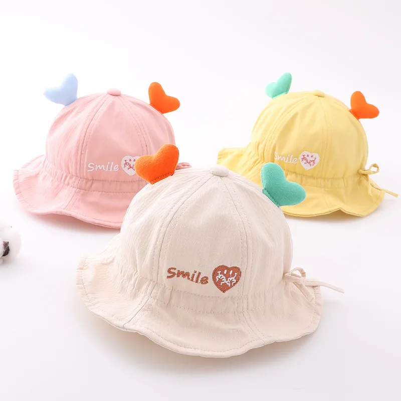 Летняя уличная солнцезащитная шляпа для девочки, Розовая хлопчатобумажная сетчатая кепка рыбака, детская шапочка-ведро 0-24 м, детская шляпа-козырек рыбака