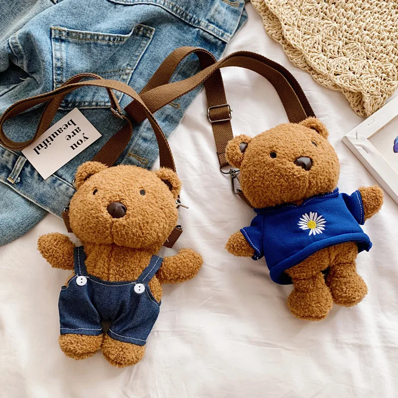 Милая плюшевая сумка, женская мини-кукла, рюкзак через плечо, мультяшный медведь-студент, сумка через плечо