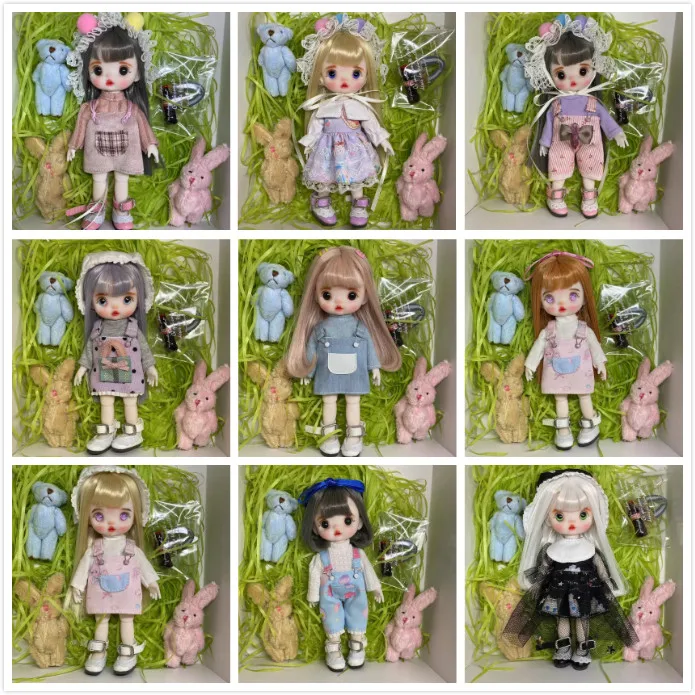 Мини-кукла bjd с пластиковым шарнирным телом, макияж кукольного лица вручную, 17 см, куклы продаются с одеждой