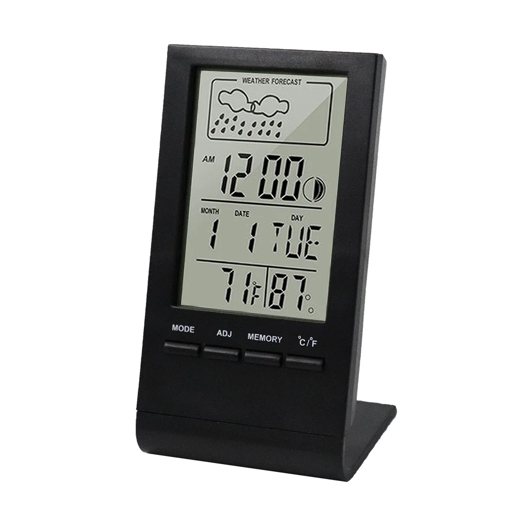 Мини-цифровой термометр-гигрометр, измеритель температуры и влажности в помещении, часы, метеостанция, прогноз, отображение максимального и минимального значения