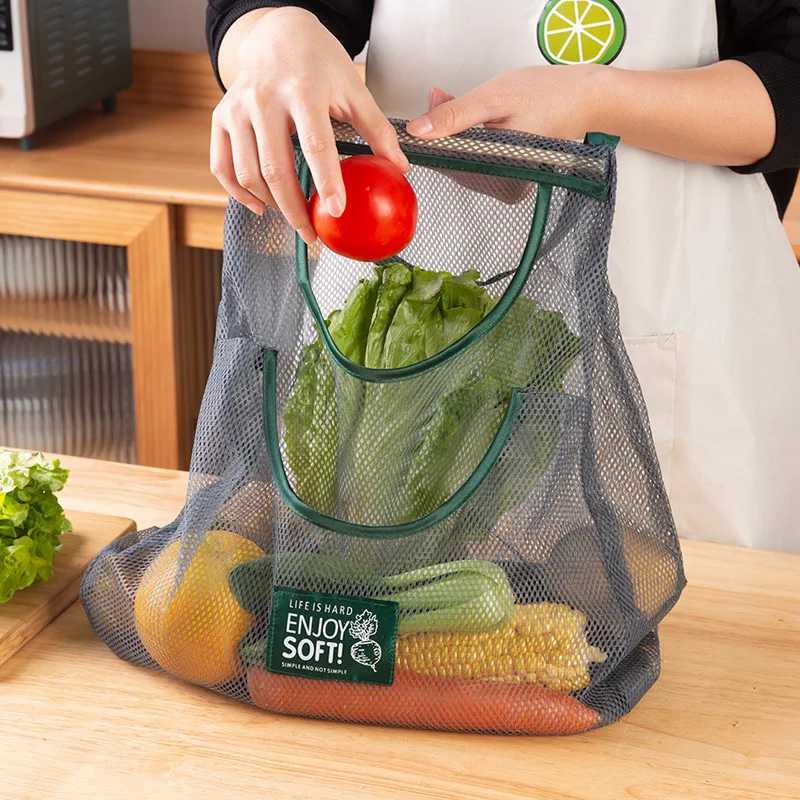 Многоразовая кухонная подвесная сетчатая сумка для хранения фруктов и овощей, сетчатая сумка для имбиря, чеснока, картофеля, лука, полая сетчатая сумка для домашнего инструмента