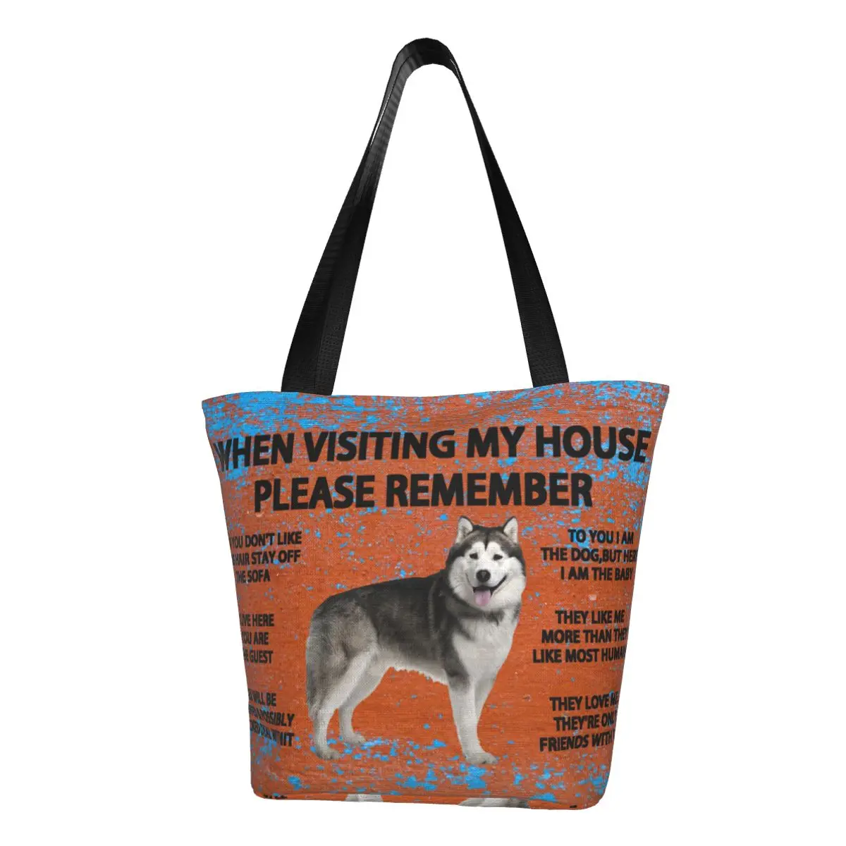 Многоразовая хозяйственная сумка Siberian Husky, женская холщовая сумка-тоут через плечо, портативные сумки для покупок с собакой аляскинского маламута