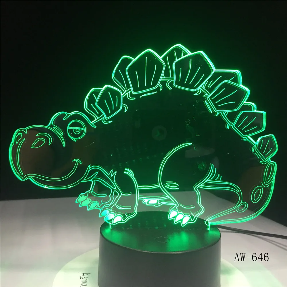 Модель динозавра 3D illusion LED Night Light 7 цветов Подсветка изделия с сенсорной кнопкой Офисный светильник Drop AW-646