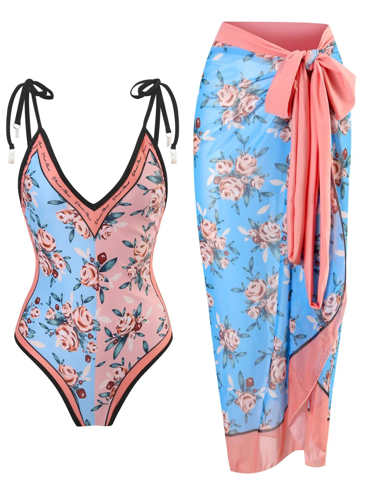 Модные бикини с цветными блоками, цельный женский купальный костюм, сексуальные купальники с V-образным вырезом, пляжные наряды для отпуска, шнуровка без спинки
