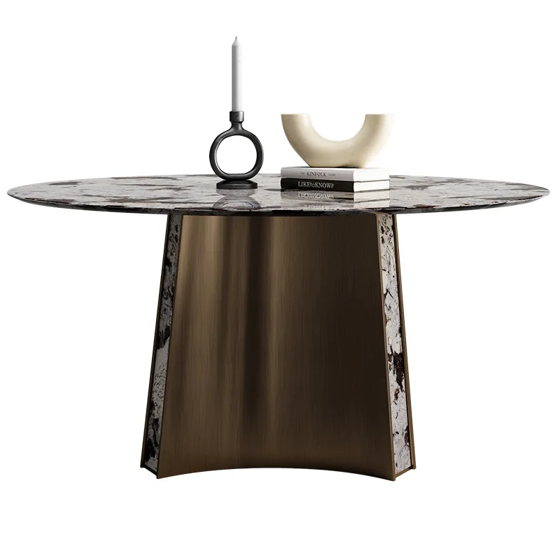 Мраморный обеденный круглый стол и стулья в итальянском современном минималистичном стиле, мебель для ресторана из натурального камня в продаже