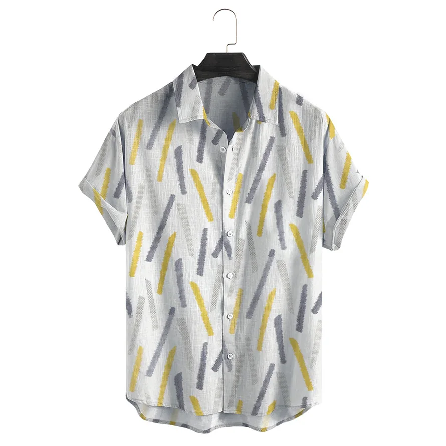Мужская гавайская рубашка большого размера с геометрическим принтом, стильный тренд, новый летний кардиган на пуговицах с лацканами, топы на каждый день