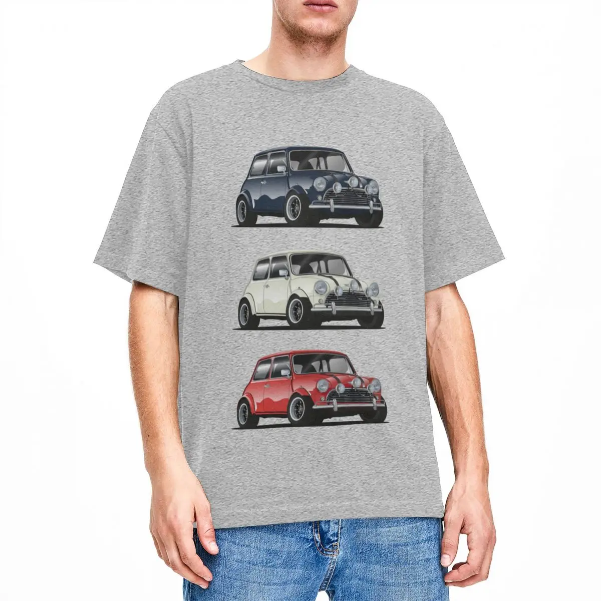 Мужская и женская футболка Mini Cooper из чистого хлопка, винтажная футболка с круглым вырезом, ретро-итальянская футболка Trio Car, одежда, подарок на День рождения