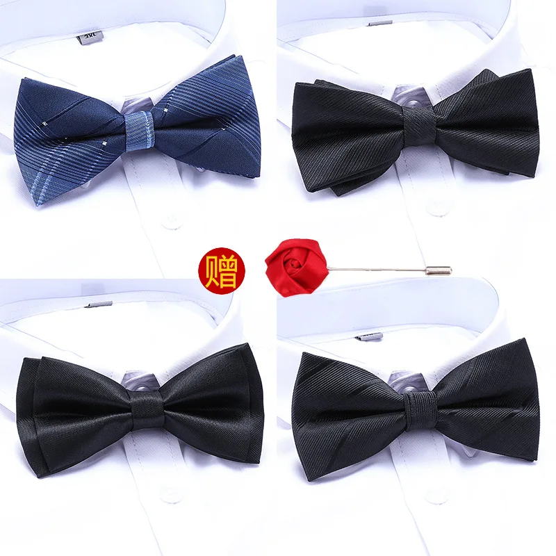 Мужской двухслойный галстук-бабочка из синхронной ткани, жених, банкетный свадебный Корейский вариант модной броши с бантом