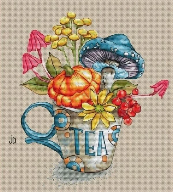Набор для рукоделия в форме чайной чашки с грибами, набор для вышивания крестиком, наборы для рукоделия, набор для вышивания крестиком, набор для вышивания стежком