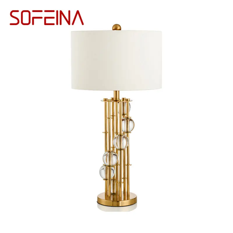 Настольная лампа SOFEINA Nordic Crystal с современным затемнением, Золотая настольная лампа, Креативный декор для дома, гостиной, спальни