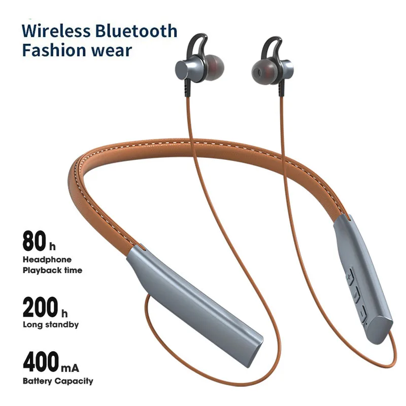 Наушники Bluetooth с шейным ободком, наушники с магнитной головкой, спортивные беспроводные подвесные наушники на шею с микрофоном, длительный срок службы батареи