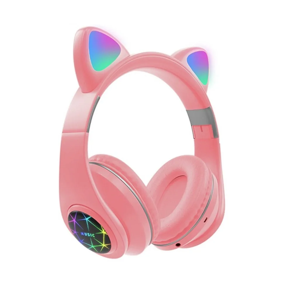 Наушники Shoumi Cat Ear С мигающим светом Беспроводная гарнитура Bluetooth Cats Наушники со светодиодной вспышкой Шлем с микрофоном для подарка детям