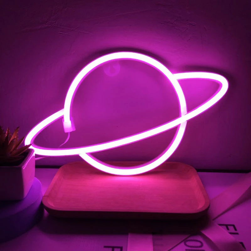 Неоновые вывески Planet, специальный светодиодный ночник, настенный декор с питанием от батареи или USB для домашнего бара в спальне JS22