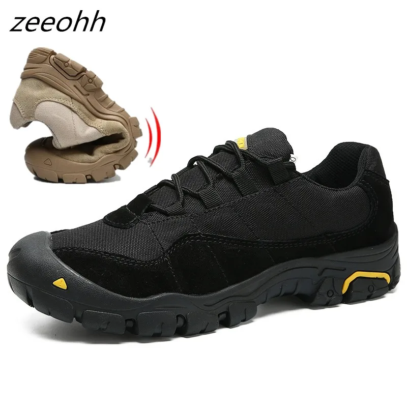 Новые уличные мужские треккинговые ботинки на плоской подошве, дышащие тактические армейские ботинки, тренировочные кроссовки для пустыни, противоскользящие треккинговые ботинки