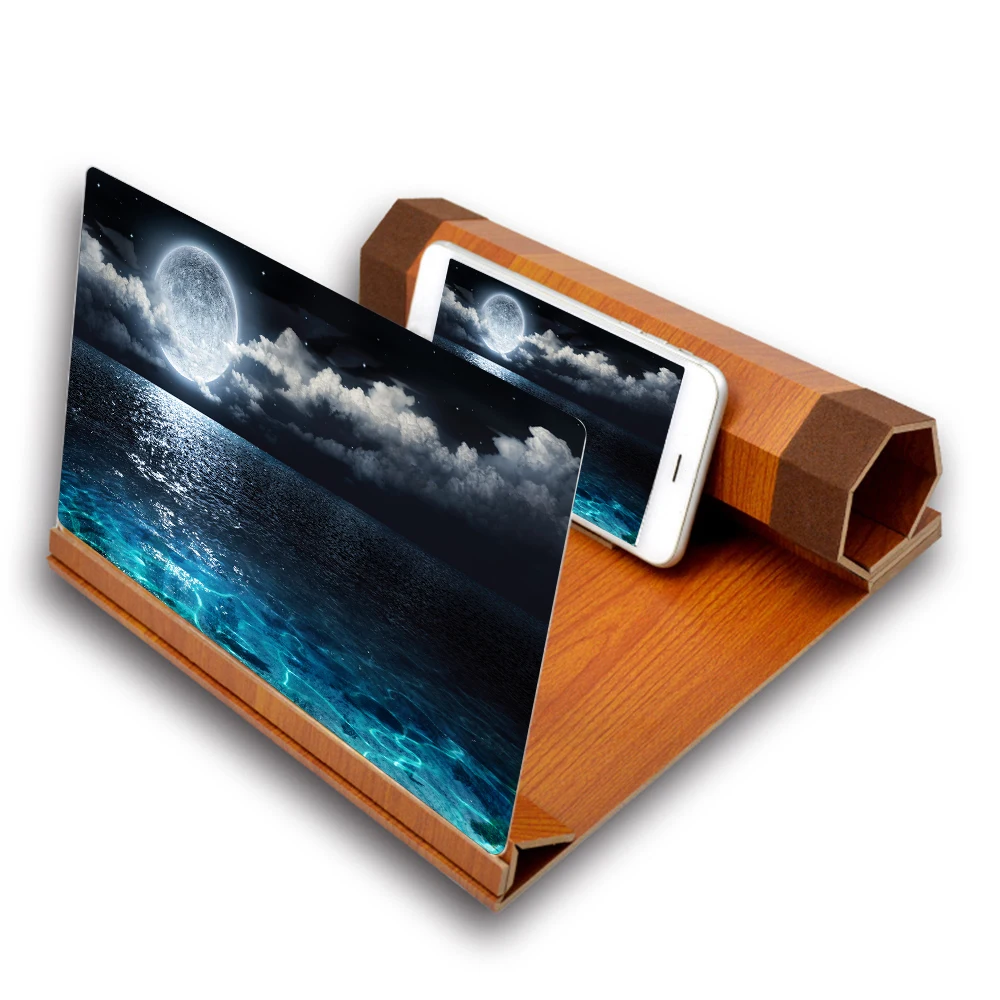 Новый 12-дюймовый Легкий Деревянный Усилитель экрана телефона высокой четкости, Увеличитель для защиты глаз, дисплей, Подставка для смартфона