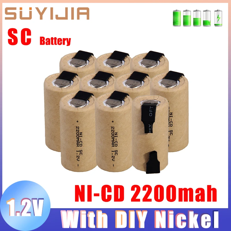 Новый Аккумулятор SC 1.2V Ni-Cd 2200mah Отвертка-Дрель SubC Аккумуляторные Батареи с Наклейкой DIY Nicke Power Tool Batterie Cells