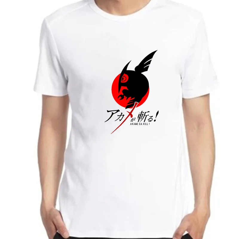 Ночной рейд Аниме Akame Ga KILL Классические графические футболки с коротким рукавом Летние футболки Harajuku с круглым вырезом Мужская одежда
