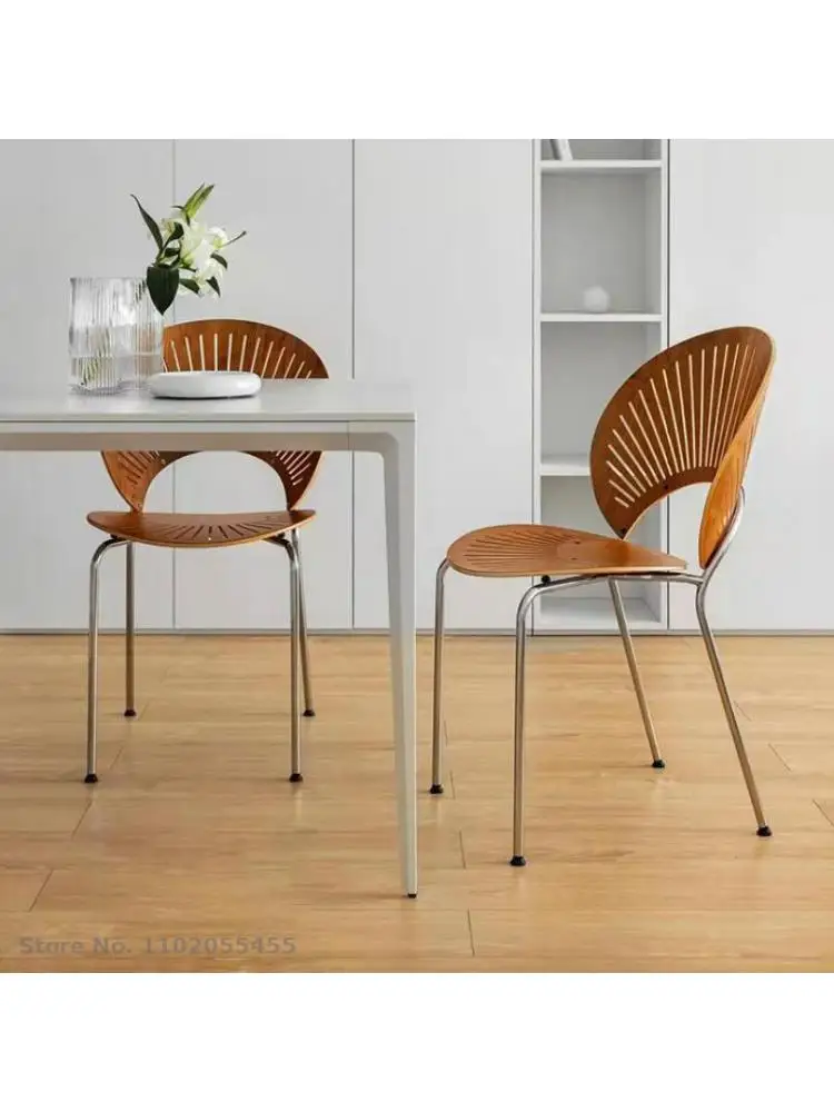 Обеденный стул легкий, роскошный, современный минималистичный домашний стул в виде ракушки, стул с гребешком, дизайнерский кованый стул для макияжа со спинкой