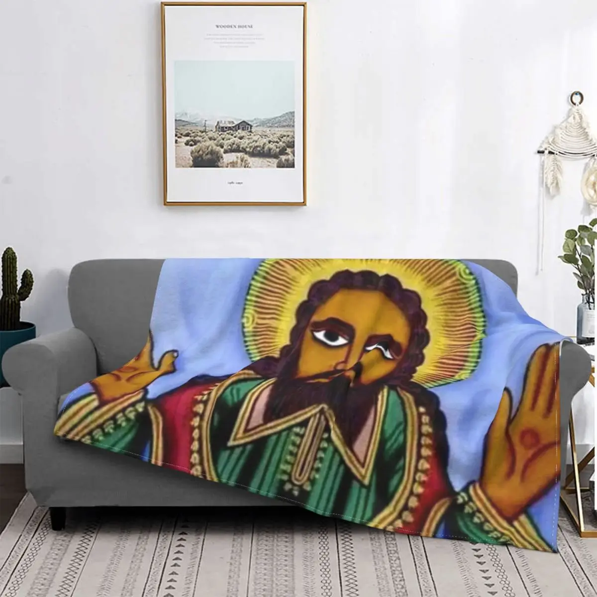 Одеяло с эфиопской росписью, Флисовое Бархатное Летнее Милое Супер Теплое Тонкое одеяло с изображением Христа для автомобиля, Плюшевое Тонкое одеяло