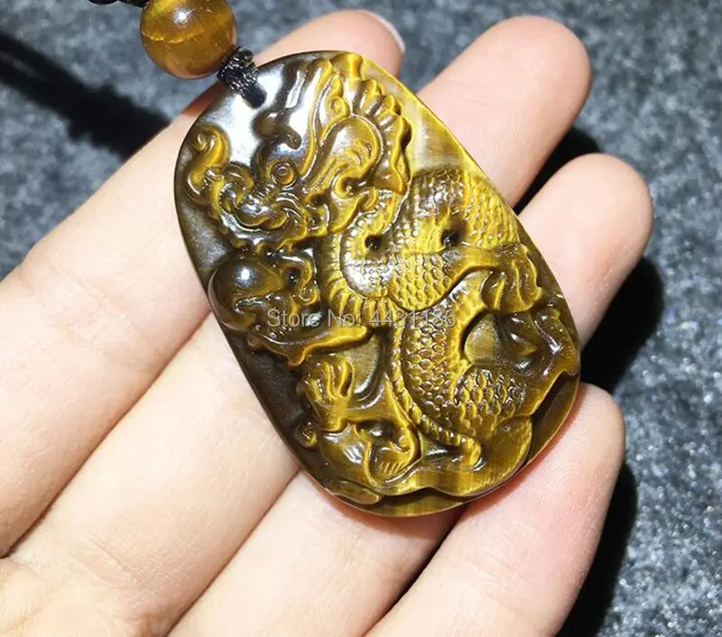 Ожерелье с подвеской-талисманом из натурального камня Тигровый глаз ручной работы * Бесплатная подарочная коробка