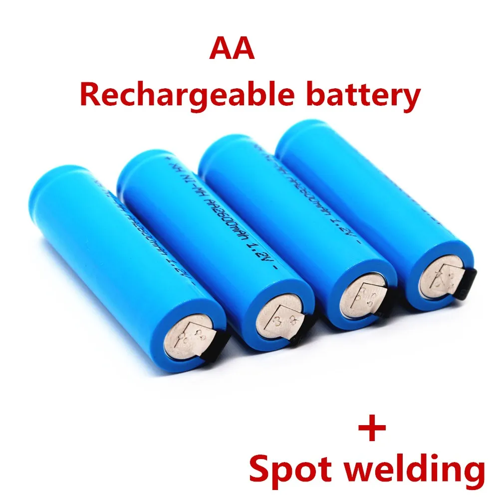 Оригинальная аккумуляторная батарея типа АА 1,2 В 2600 мАч Батарея типа АА NiMH с припоем для игрушек-электробритв и зубных щеток 
