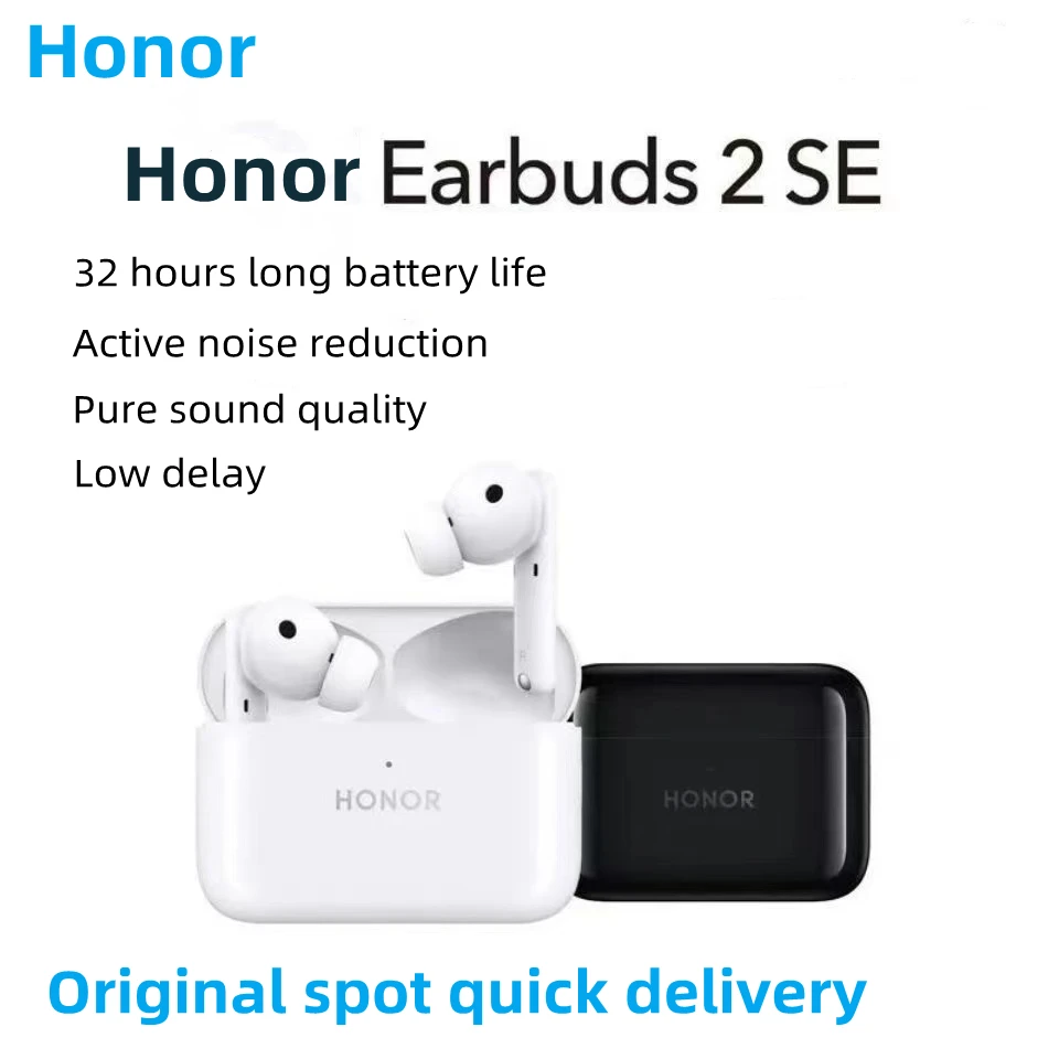 Оригинальные наушники Honor 2 SE true wireless с активным шумоподавлением, Bluetooth-гарнитура, длительное время автономной работы, вкладыши оригинальные подлинные.