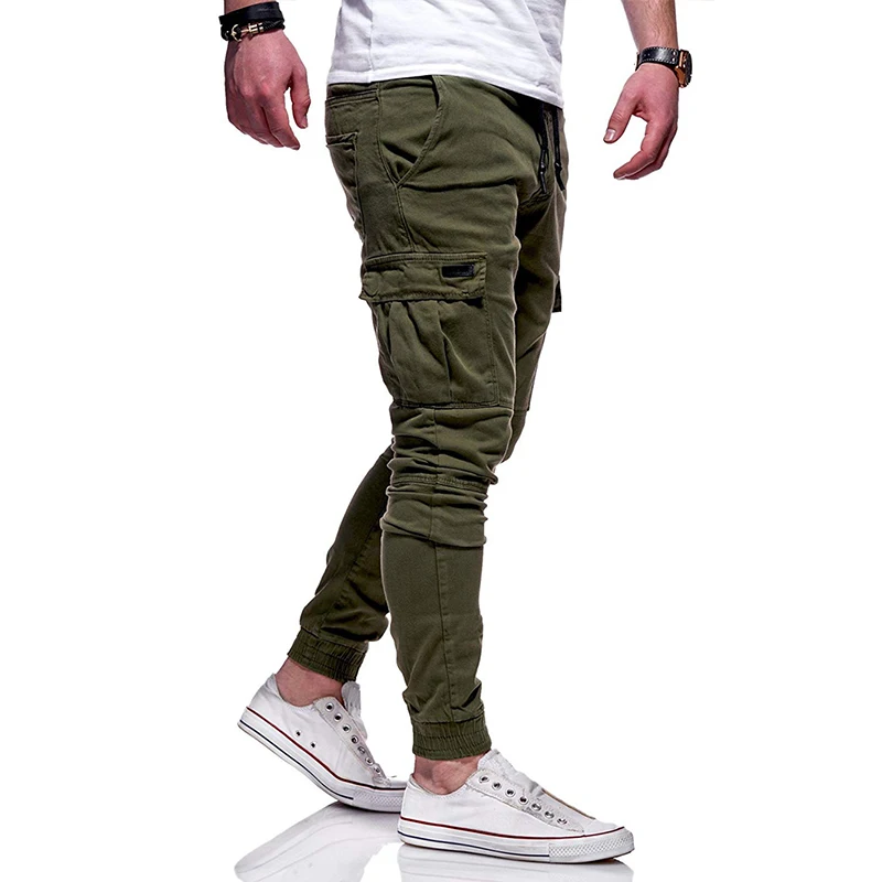 Осенние мужские брюки-джоггеры в стиле хип-хоп для фитнеса, мужские однотонные брюки с множеством карманов, спортивный костюм, дышащие низы, узкие брюки, спортивные брюки