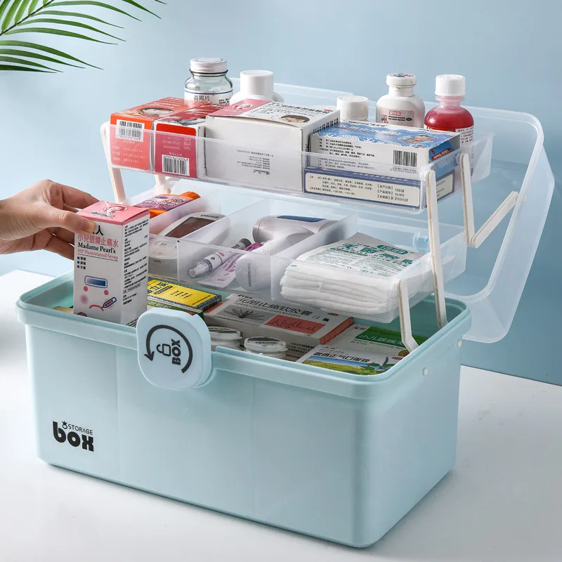 Пластиковый ящик для хранения Медицинской коробки-органайзера Многофункциональный Портативный аптечка Семейный Аварийный комплект Коробка Челнока