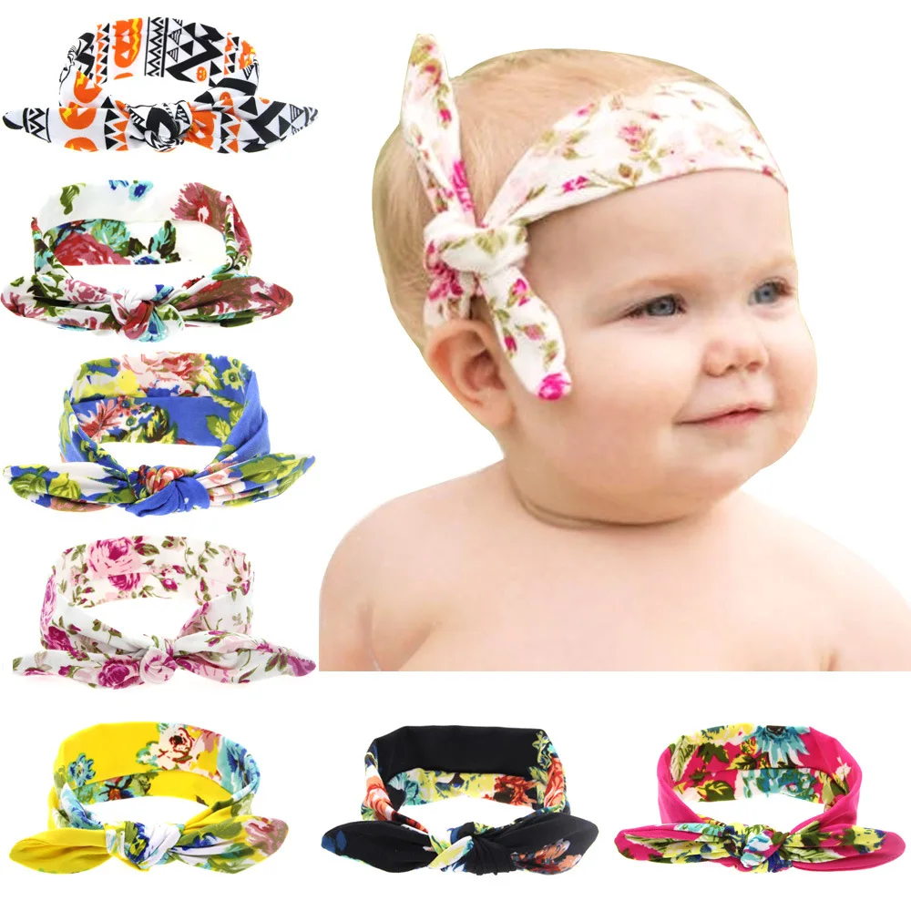 повязка на голову для девочки, детские волосы, банты из ткани с заячьими ушками, повязка на голову из тиары для новорожденных, повязка на голову из ленты для малышей, головной убор с цветочным рисунком